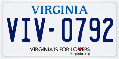 VA license plate VIV0792