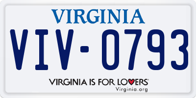 VA license plate VIV0793