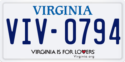 VA license plate VIV0794