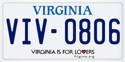 VA license plate VIV0806