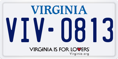 VA license plate VIV0813