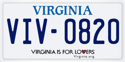 VA license plate VIV0820