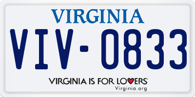 VA license plate VIV0833