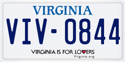 VA license plate VIV0844