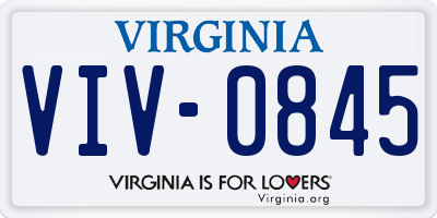 VA license plate VIV0845