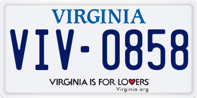 VA license plate VIV0858