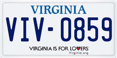 VA license plate VIV0859