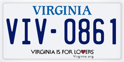 VA license plate VIV0861