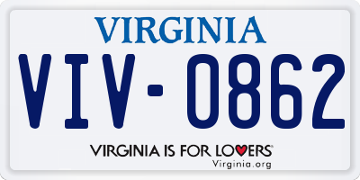 VA license plate VIV0862