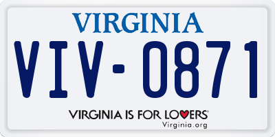 VA license plate VIV0871