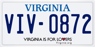 VA license plate VIV0872