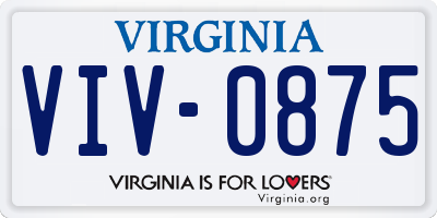 VA license plate VIV0875