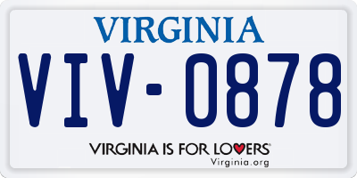 VA license plate VIV0878
