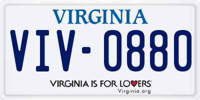 VA license plate VIV0880