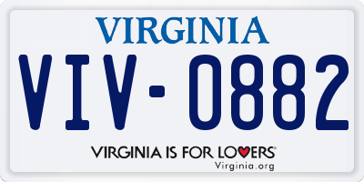 VA license plate VIV0882