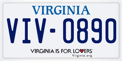 VA license plate VIV0890