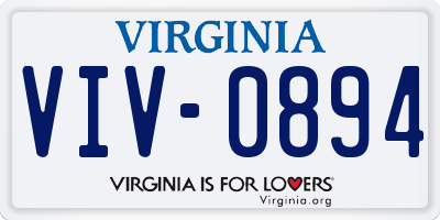 VA license plate VIV0894