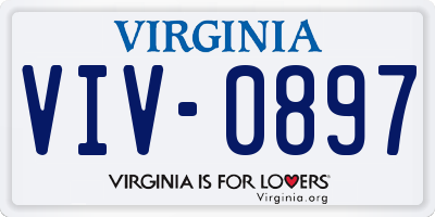 VA license plate VIV0897