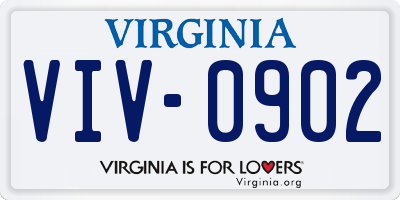 VA license plate VIV0902