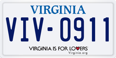 VA license plate VIV0911