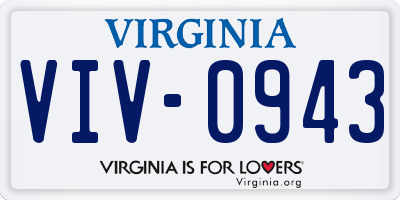 VA license plate VIV0943