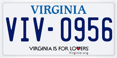 VA license plate VIV0956