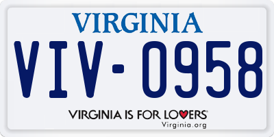 VA license plate VIV0958