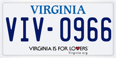 VA license plate VIV0966