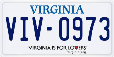 VA license plate VIV0973