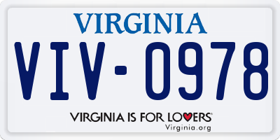 VA license plate VIV0978
