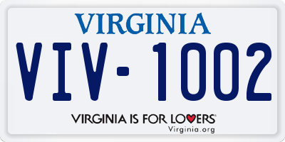 VA license plate VIV1002