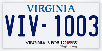 VA license plate VIV1003