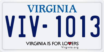 VA license plate VIV1013