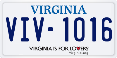 VA license plate VIV1016