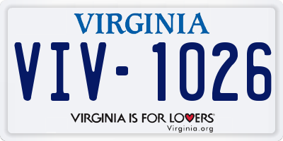 VA license plate VIV1026
