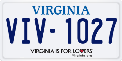 VA license plate VIV1027