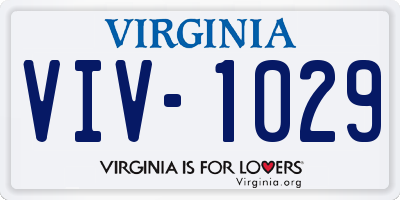 VA license plate VIV1029
