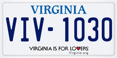 VA license plate VIV1030