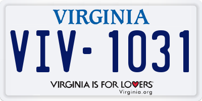 VA license plate VIV1031