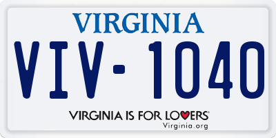 VA license plate VIV1040