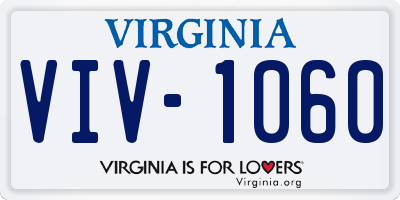 VA license plate VIV1060