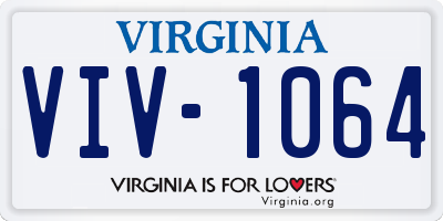 VA license plate VIV1064