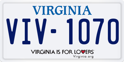 VA license plate VIV1070