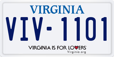 VA license plate VIV1101