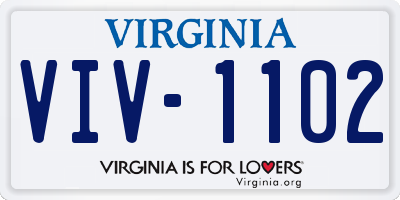 VA license plate VIV1102