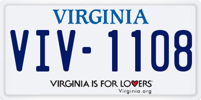 VA license plate VIV1108