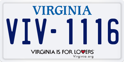 VA license plate VIV1116