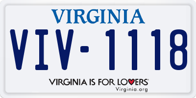 VA license plate VIV1118