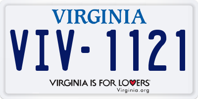 VA license plate VIV1121