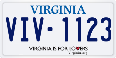 VA license plate VIV1123